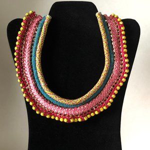 Colorful Fabric Wrapped Summer Statement Necklace